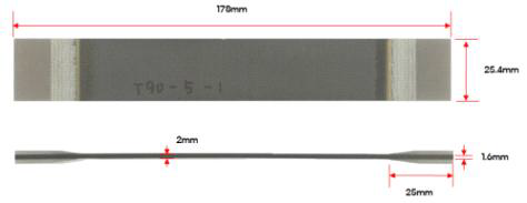 [90]16T 인장 시편의 형상 및 치수