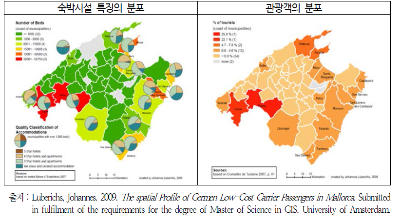 말로카 지역의 숙박시설과 관광객의 분포 특성