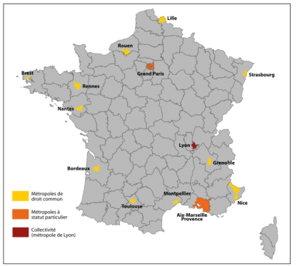 프랑스 15개 대도시권(메트로폴) 현황