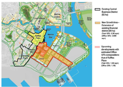 싱가폴 도심부(중심업무상업)의 확장