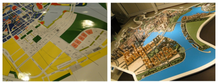 URA에 전시된 토지이용계획도 및 스케일 모델