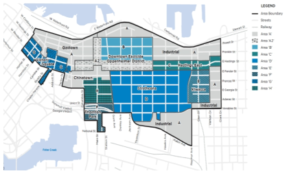 밴쿠버 다운타운 이스트사이드(Downtown Eastside)의 용도지역 조정계획