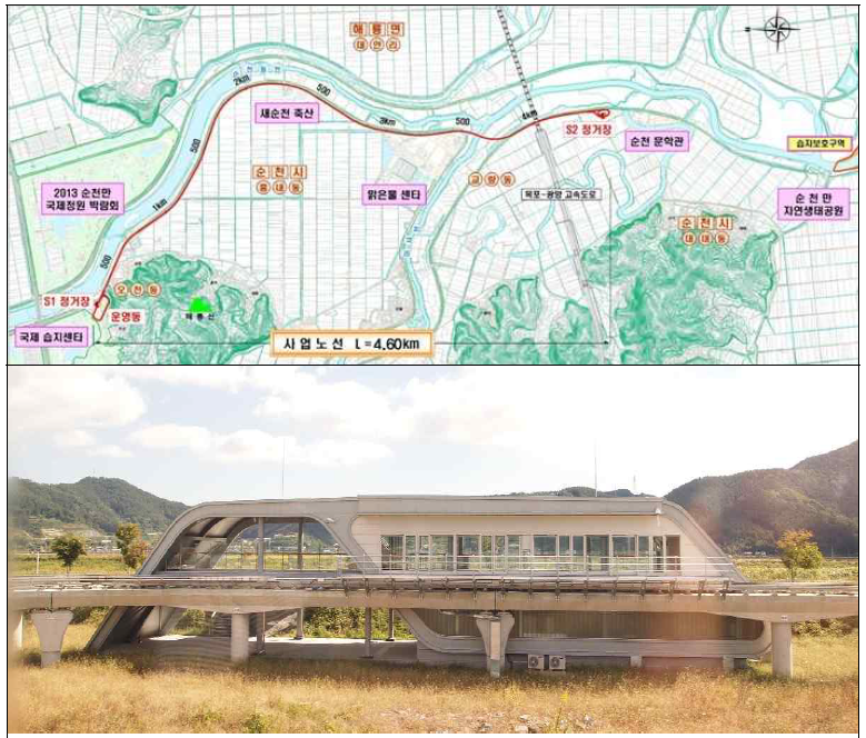 순천만 소형경전철 노선 및 정거장