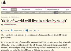 2030년 도시인구 집중화에 대한 기사