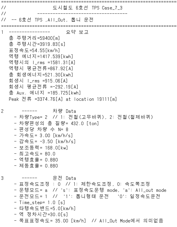 Case 7-3 TPS 결과 요약 및 입력 data