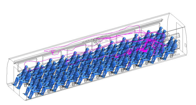 0.1 micron 입자의 궤적