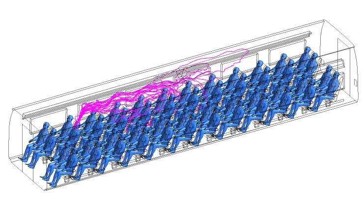 0.1 micron 입자의 궤적