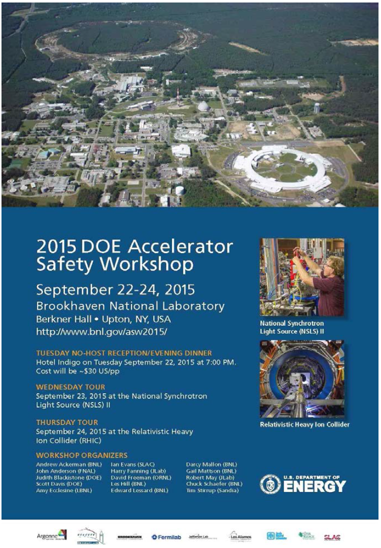 2015년도 DOE Accelerator Safety Workshop 포스터.