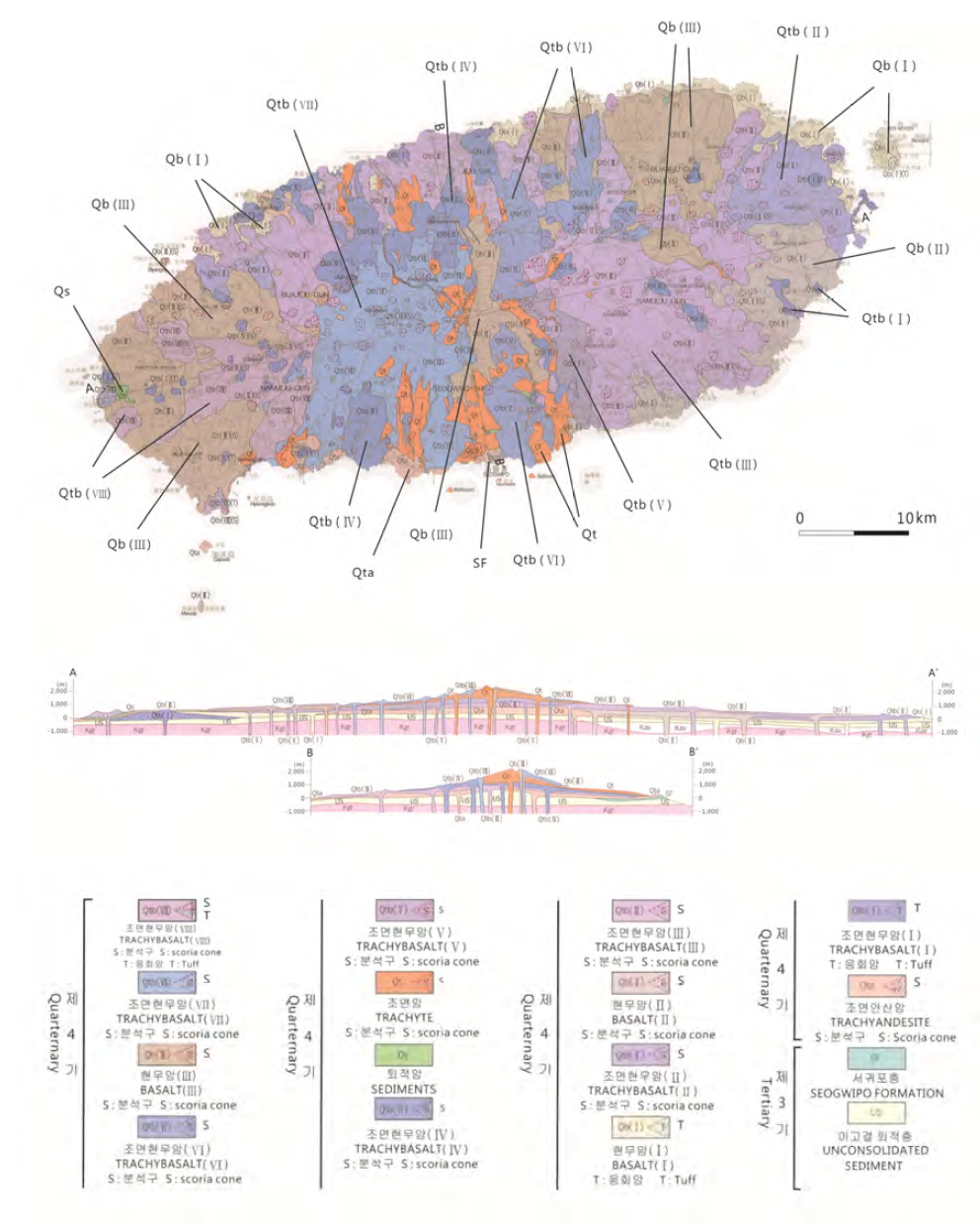 제주도 일대의 광역 지질도