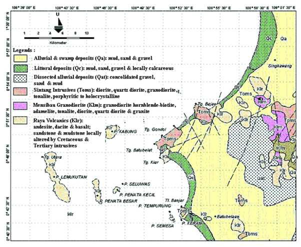 Islands and Singkawang coastal area geology.