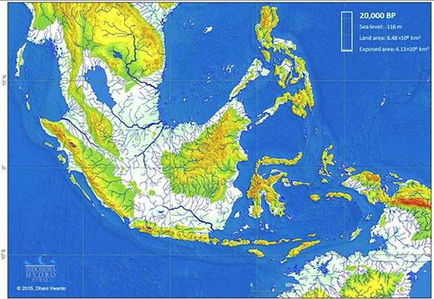 Incised paleochannel distribution map of the Sunda Shelf at 20,000 BP