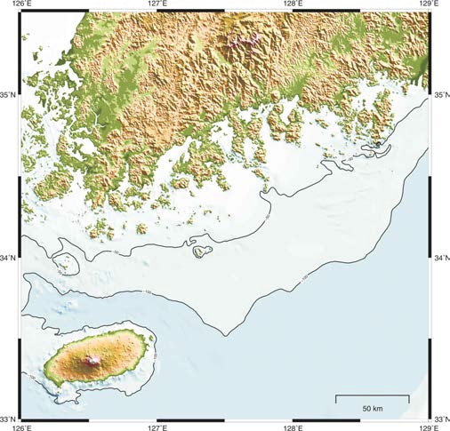 Bethymetric map of the South Sea