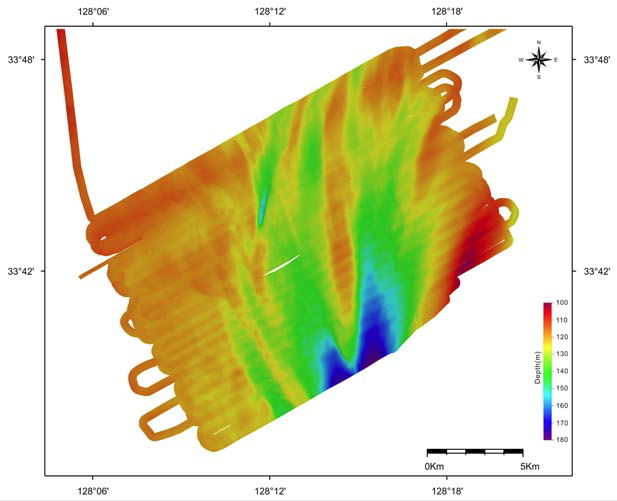 Seafloor morphology of focused survey area