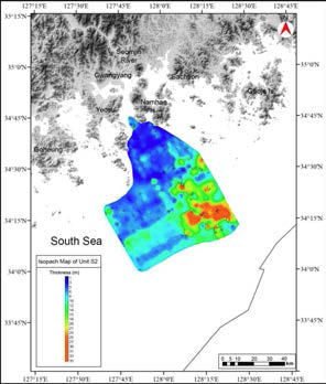 Isopach map of unit S2. The thickness of unit S2 ranges from less than 5 m in the northwest to 25 m in the east. Contour interval in meters