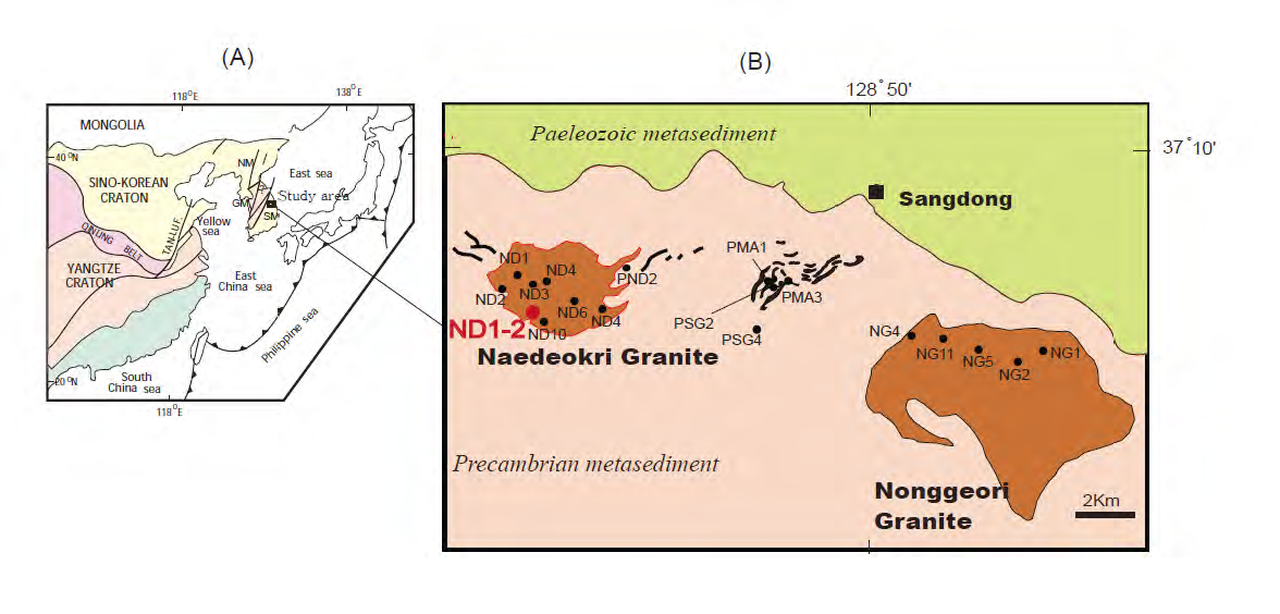 Sample (ND1-2) location used in the determination of Rb-Sr age