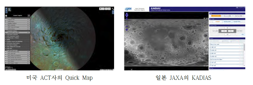 미국 및 일본 달 영상자료 웹서비스 시스템