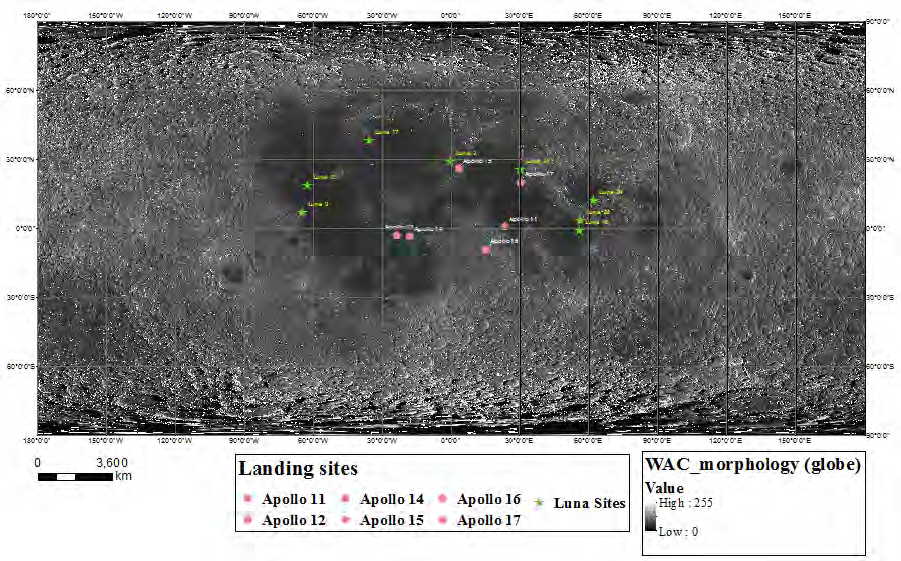 Lunar Landing sites & Grid tiles