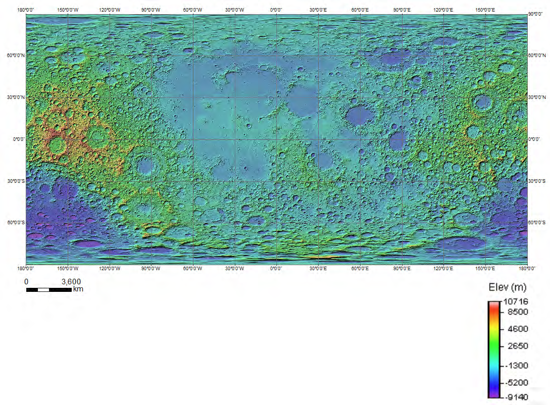 Lunar Topography Maps (Kaguya Clrshade LALT)