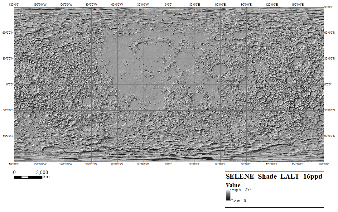 Lunar Topography Map (Kaguya Shade LALT)