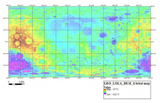 Lunar Topography map (LRO LOLA DEM)