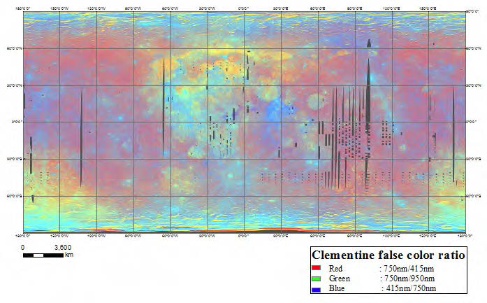 Lunar Image Bases map (Clementine Mineral Ratio map)