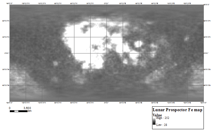 Lunar Image Bases map (Lunar Prospector Fe map)