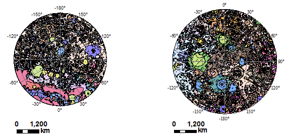 Lunar Stereographic North & South_pole (+ contacts, labels, Nomenclature)