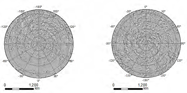 Lunar Geological Renovation map (gray scale, I-1062 North, I-1162 South pole)