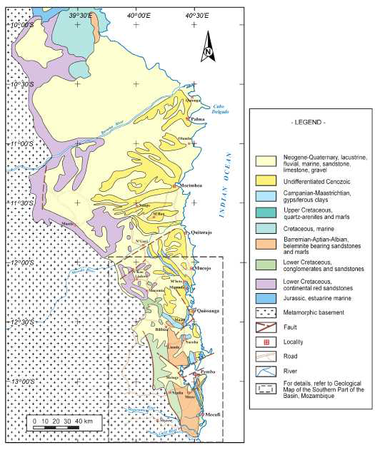Schematic Geologic map of Ruvuma Basin