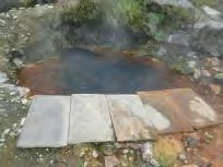 Julong hot spring. Its water temperature shows 76℃, which is the highest temperature of water temperature from the hot springs in the Baekdu mountain.
