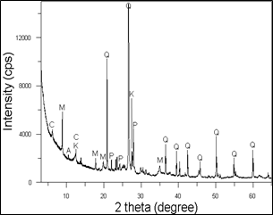 X-ray diffraction (XRD) pattern of the soil sample.