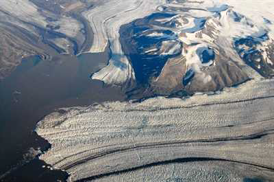 Surging-type tide water glacier in the Svalbard.
