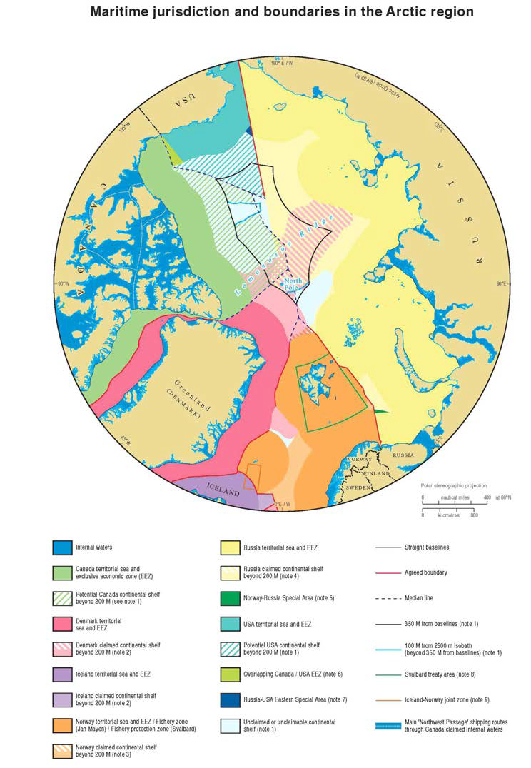 Maritime boundaries and extended continental shelf in the Arctic Sea