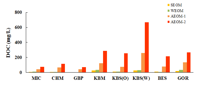 Result of DOC by 4 type extraction methods