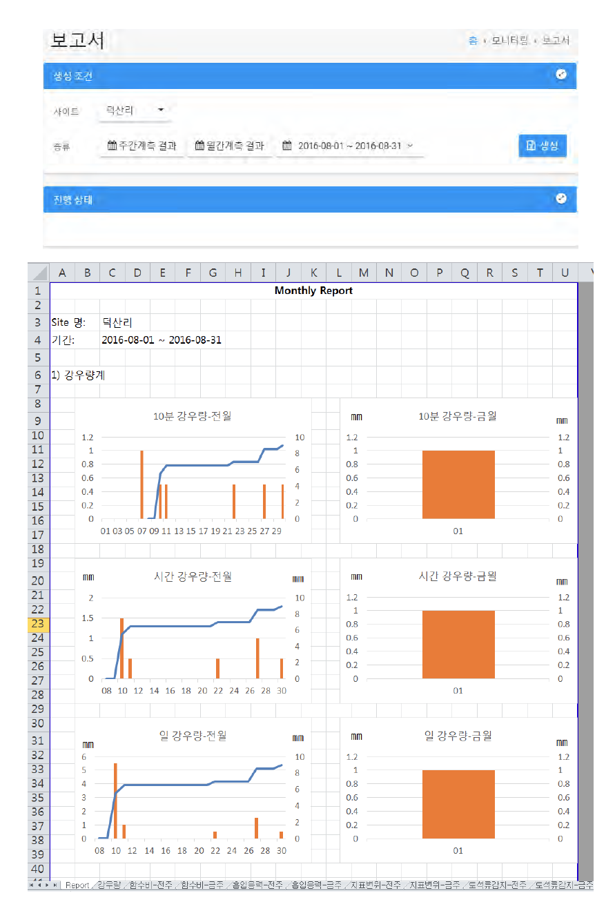 계측자료 보고서 생성