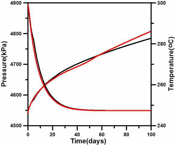 Pressure and Temperature results of matrix flow model verification