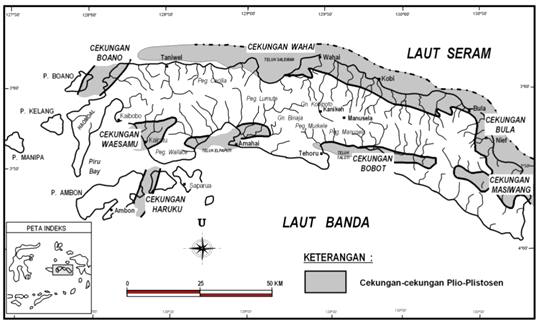Distribution of Plio-Pleistocene basins in Seram Island