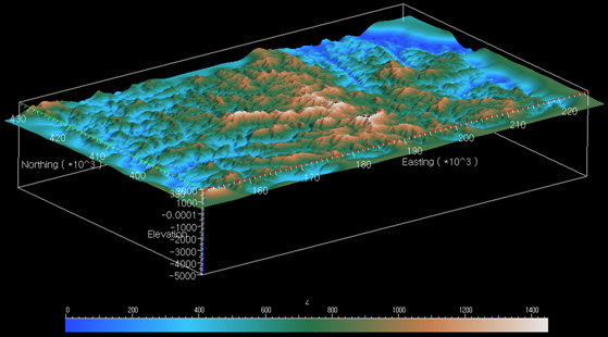 남부태백산 광화대 연구지역의 지형 모델