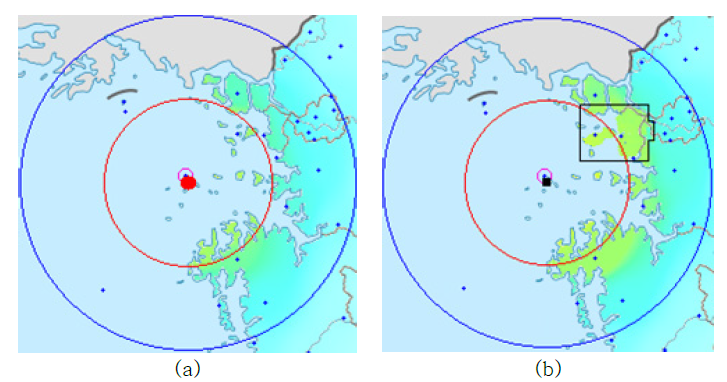 2016년 12월 7일 연평도 남남서쪽 57 km 규모 2.4 지진에 대한 예측진도도