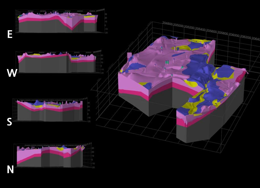 전주혁신도시 일대의 3D 지질모델.