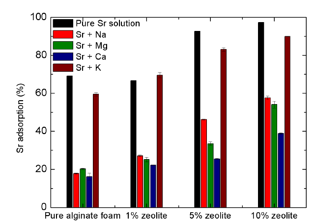 zeolite-알긴산 폼이 Sr 흡착시 공존하는 이온의 영향