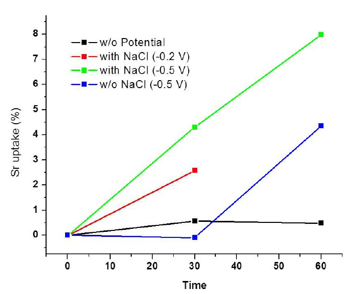 흡착시간에 따른 Sr uptake 곡선