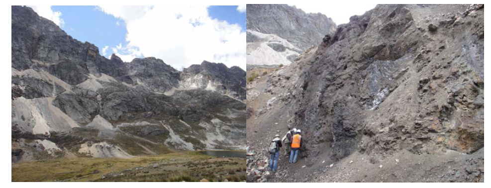 Pachangara fault (left) and Mancacuta orebody (right) of the Iscaycruz mine