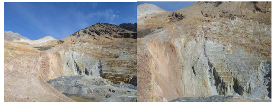 Tinyag orebody (left=closed-up) and NS fault (right) of the Iscaycruz mine
