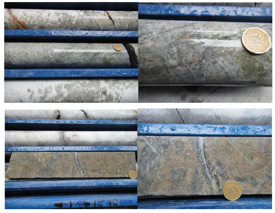 Mineral assembalge from drilling core (DDH-U-RAE-15-018) of the Raura mine