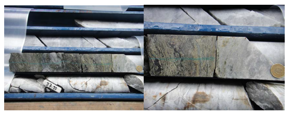 Endoskarn and exoskarn mineral assembalge from drilling core (DDH-U-RAE-15-018) of the Raura mine