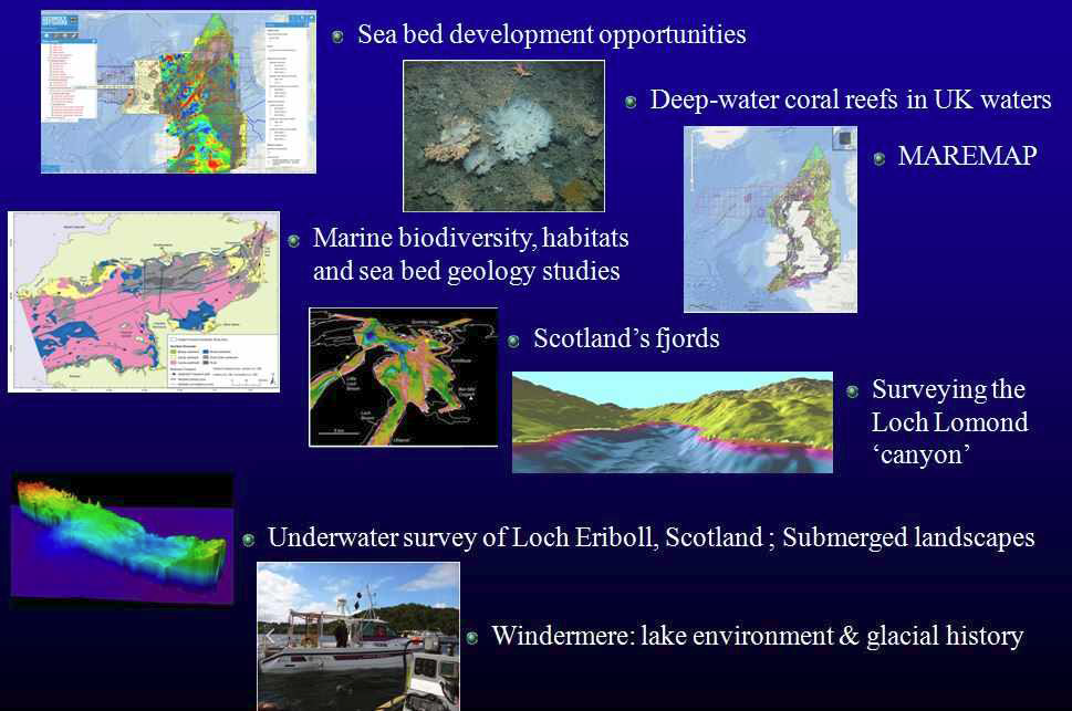 Selected researches of marine and geological mapping program of BGS.