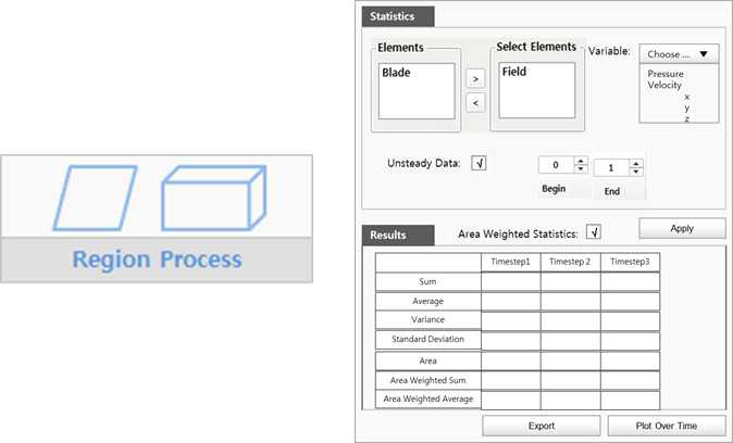 Statistics: UI for Region Process and Statistics