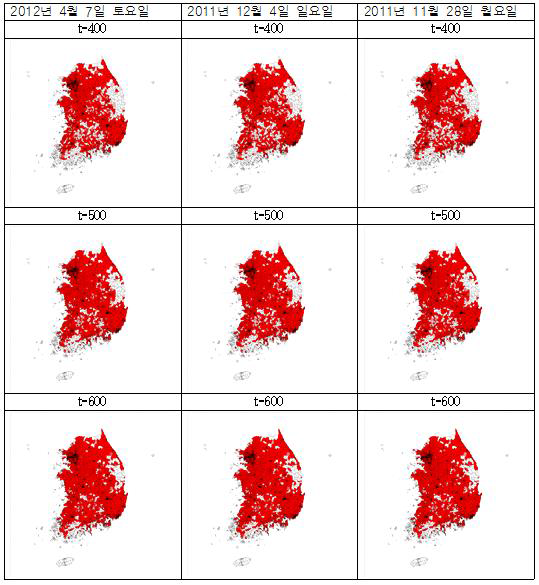 대표 요일별 감염병 공간적 확산 시각화 2