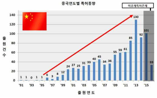 중국의 연도별 출원 동향